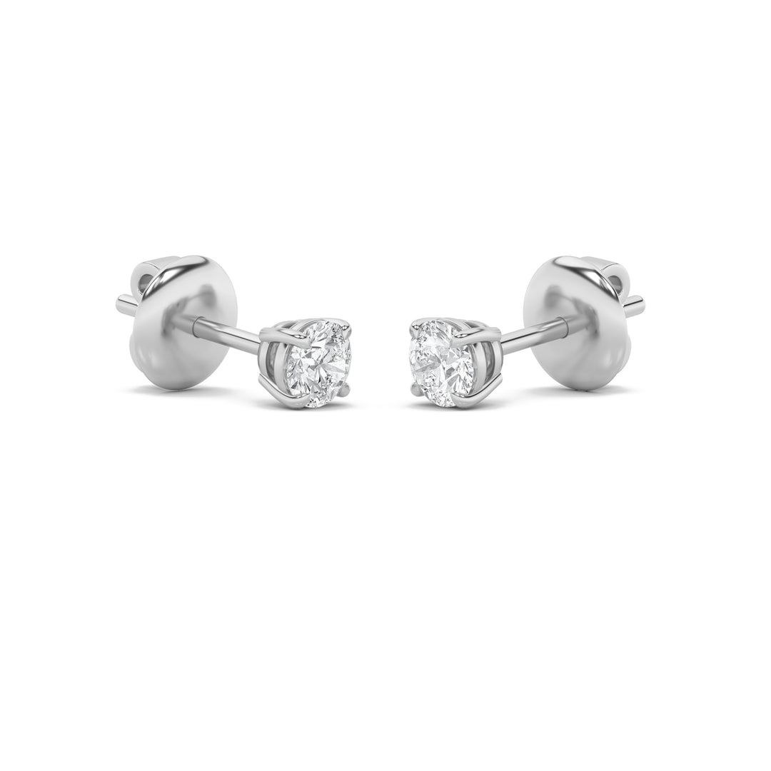 3CTW Round Shaped Lab Grown Diamond (F/VS) Classic Basket Set Stud Earrings in 14K Gold
