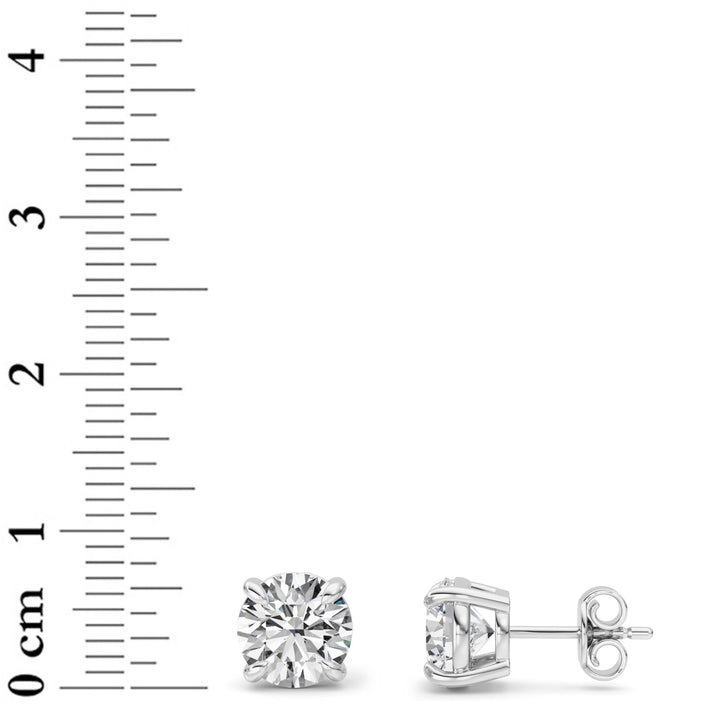 3CTW Round Shaped Lab Grown Diamond (F/VS) Classic Basket Set Stud Earrings in 14K Gold