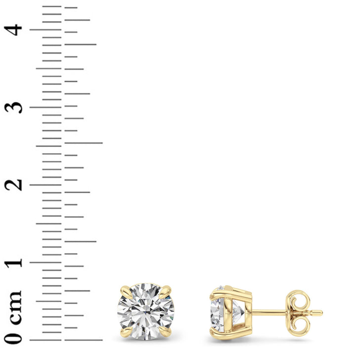 3CTW Round Shaped Lab Grown Diamond (G/VS) Classic Basket Set Stud Earrings in 14K Gold
