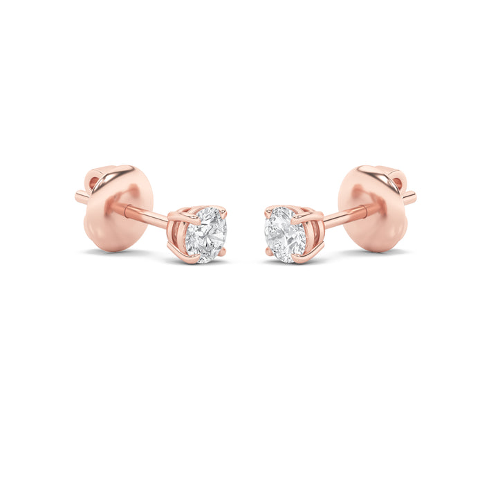 3CTW Round Shaped Lab Grown Diamond (F/VS) Classic Basket Set Stud Earrings in 14K Gold