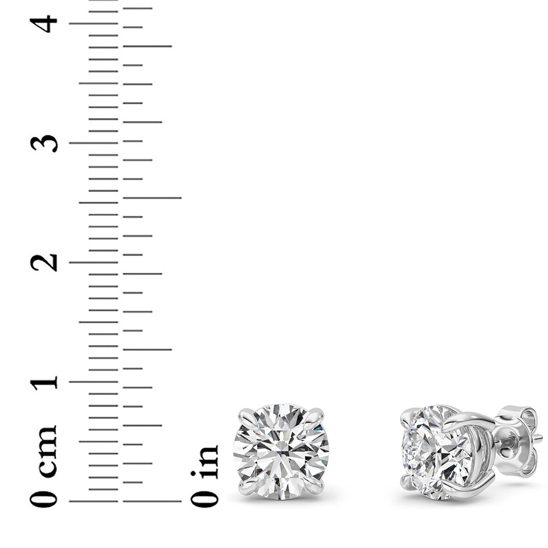 4Cttw Round Shaped Lab Grown Diamond (F/VS) Classic Basket Set Stud Earrings in 14K Gold