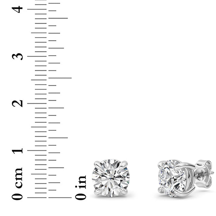 4Cttw Round Shaped Lab Grown Diamond (F/VS) Classic Basket Set Stud Earrings in 14K Gold