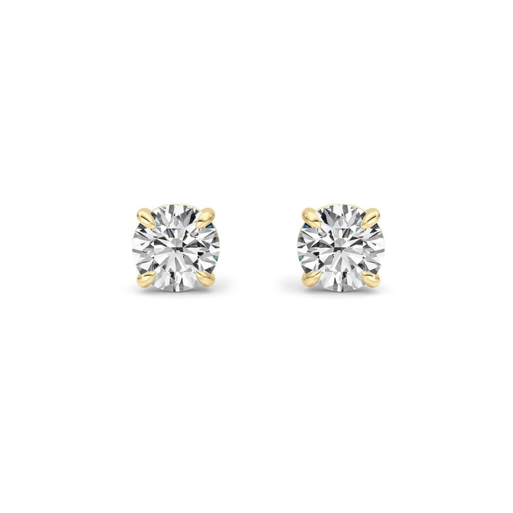 4Cttw Round Shaped Lab Grown Diamond (G/VS) Classic Basket Set Stud Earrings in 14K Gold