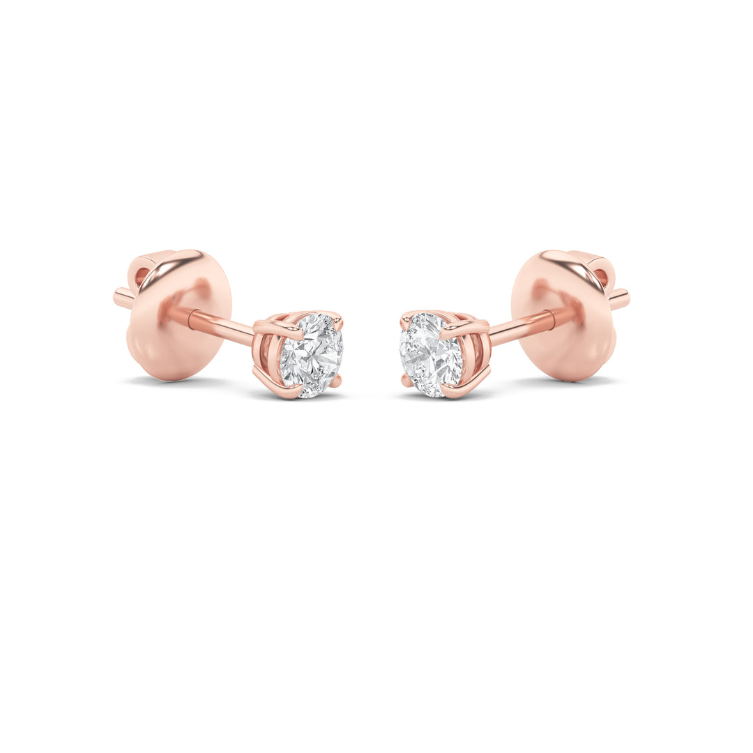 4Cttw Round Shaped Lab Grown Diamond (F/VS) Classic Basket Set Stud Earrings in 14K Gold