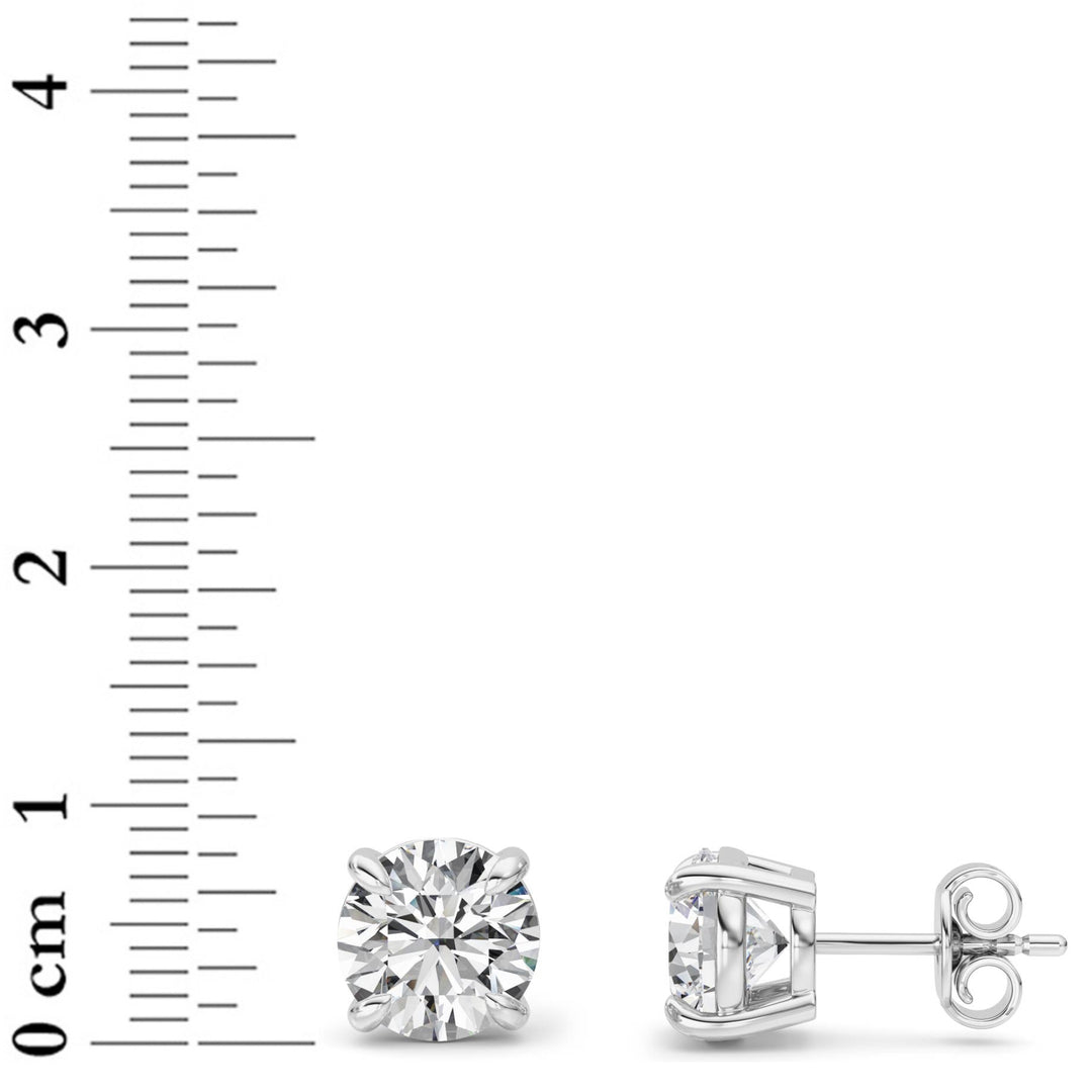 5Cttw Round Shaped Lab Grown Diamond (F/VS) Classic Basket Set Stud Earrings in 14K Gold