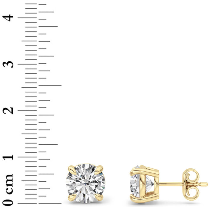 5Cttw Round Shaped Lab Grown Diamond (G/VS) Classic Basket Set Stud Earrings in 14K Gold