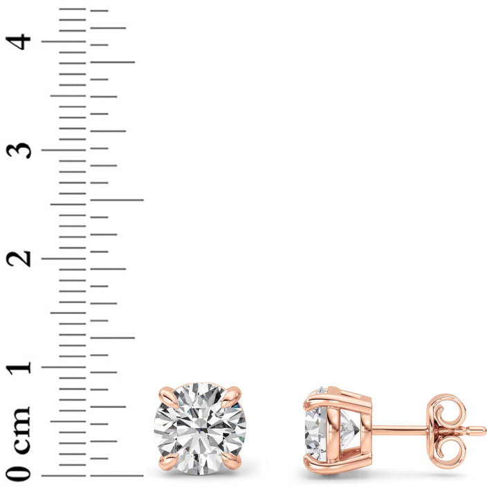 5Cttw Round Shaped Lab Grown Diamond (F/VS) Classic Basket Set Stud Earrings in 14K Gold