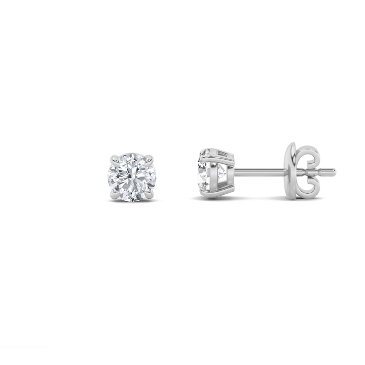 6Cttw Round Shaped Lab Grown Diamond (F/VS) Classic Basket Set Stud Earrings in 14K Gold