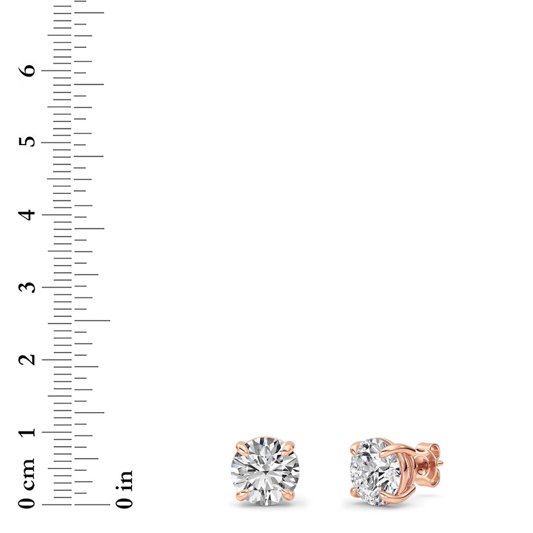 6Cttw Round Shaped Lab Grown Diamond (F/VS) Classic Basket Set Stud Earrings in 14K Gold