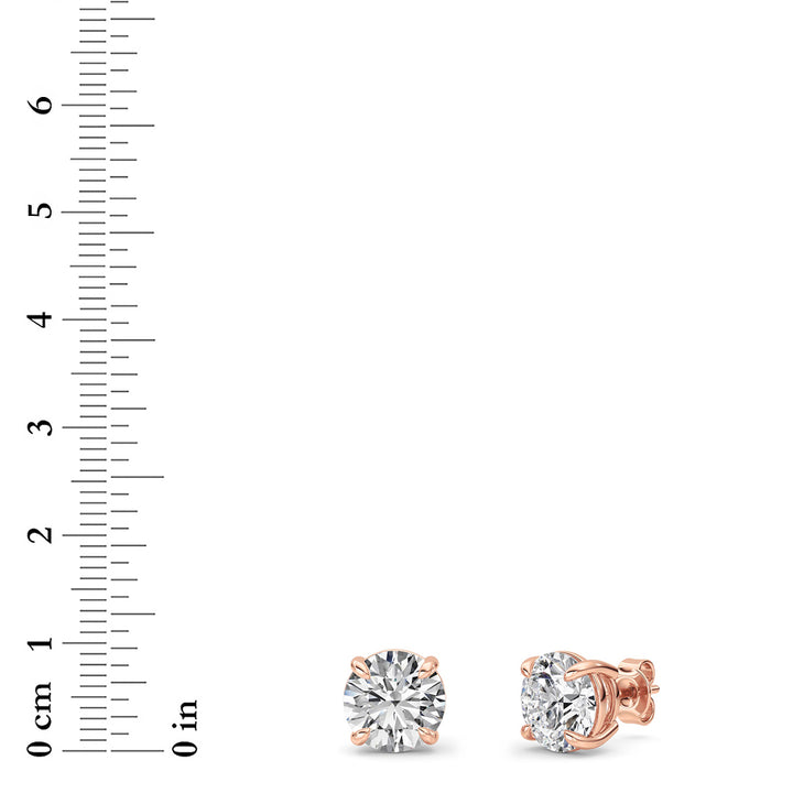 6Cttw Round Shaped Lab Grown Diamond (F/VS) Classic Basket Set Stud Earrings in 14K Gold