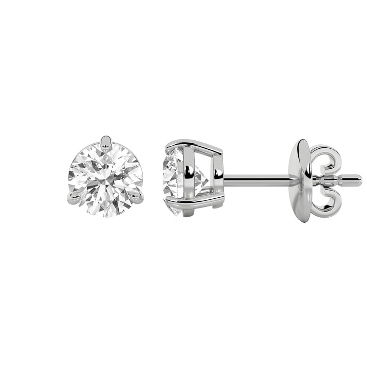 1CTW Round Shaped Lab Grown Diamond (F/VS) Earring in 14K White Gold