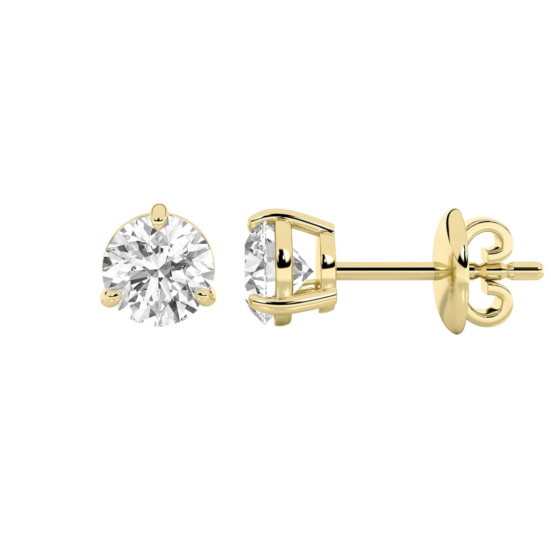 1CTW Round Shaped Lab Grown Diamond (F/VS) Classic Basket Set Stud Earrings in 14K Gold