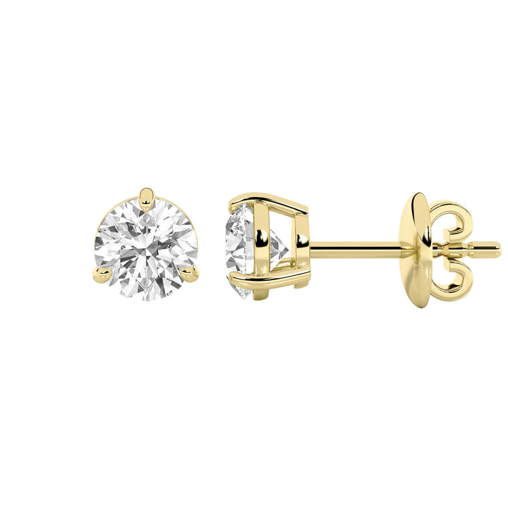 1CTW Round Shaped Lab Grown Diamond (F/VS) Classic Basket Set Stud Earrings in 14K Gold