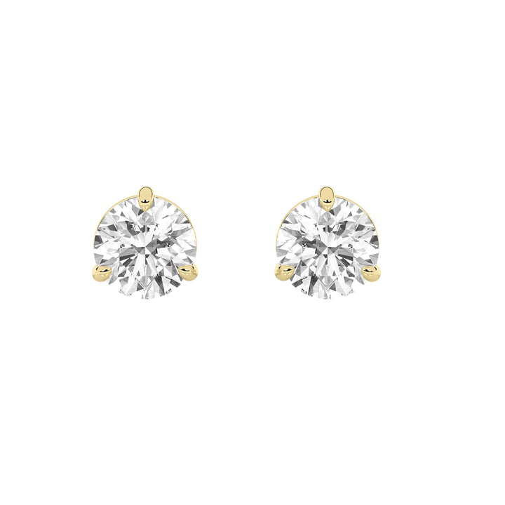 1CTW Round Shaped Lab Grown Diamond (F/VS) Classic Basket Set Stud Earrings in 14K Gold