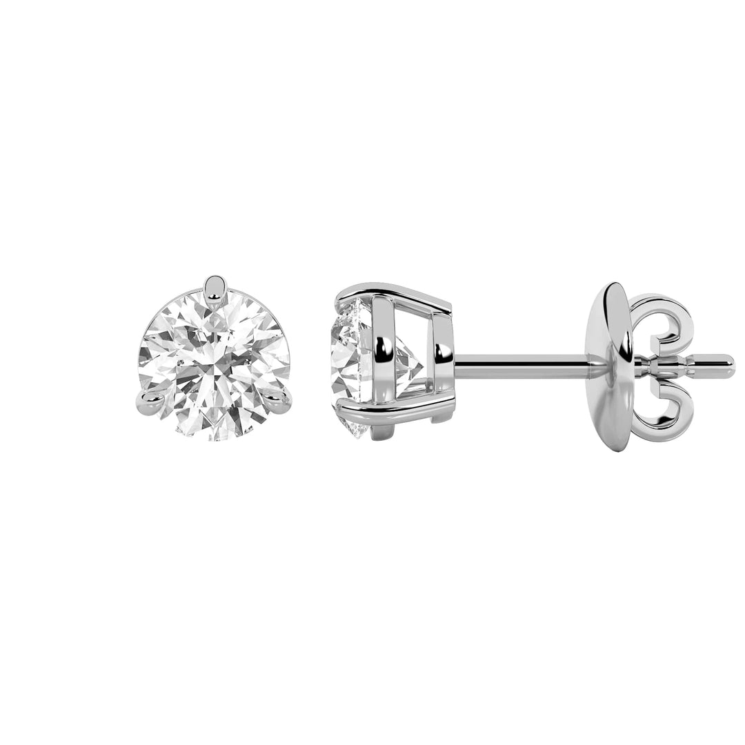 2CTW Round Shaped Lab Grown Diamond (F/VS) Classic Basket Set Stud Earrings in 14K Gold