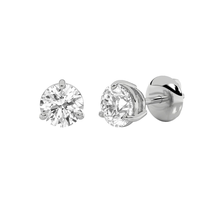 2CTW Round Shaped Lab Grown Diamond (F/VS) Classic Basket Set Stud Earrings in 14K Gold