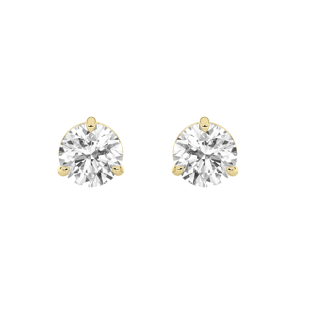2CTW Round Shaped Lab Grown Diamond (F/VS) Classic Basket Set Stud Earrings in 14K Gold