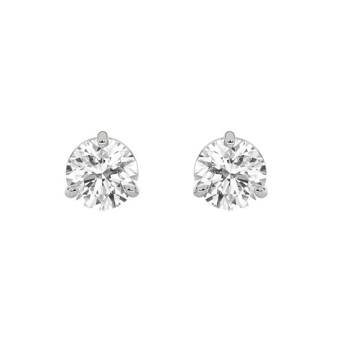 3Cttw Round Shaped Lab Grown Diamond (F/VVS) Classic Basket Set Stud Earrings in 14K Gold
