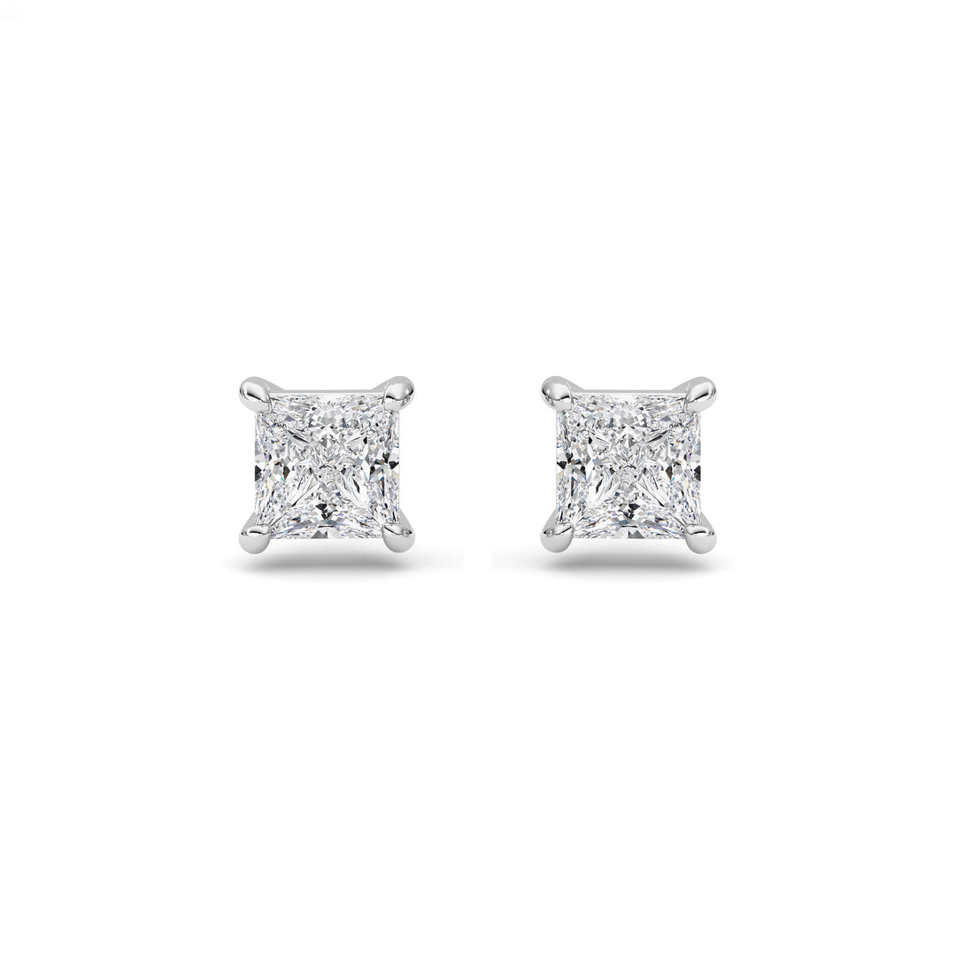 2CTW Princess Shaped Lab Grown Diamond (F/VS) Stud Earrings in 14K Gold
