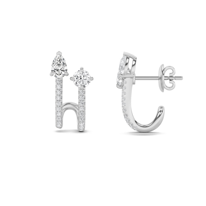 2.5Cttw Round Shaped Lab Grown Diamond (G/VS) Toiet Moi Accented Earrings in 14K Gold