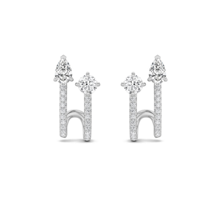 2.5Cttw Round Shaped Lab Grown Diamond (G/VS) Toiet Moi Accented Earrings in 14K Gold
