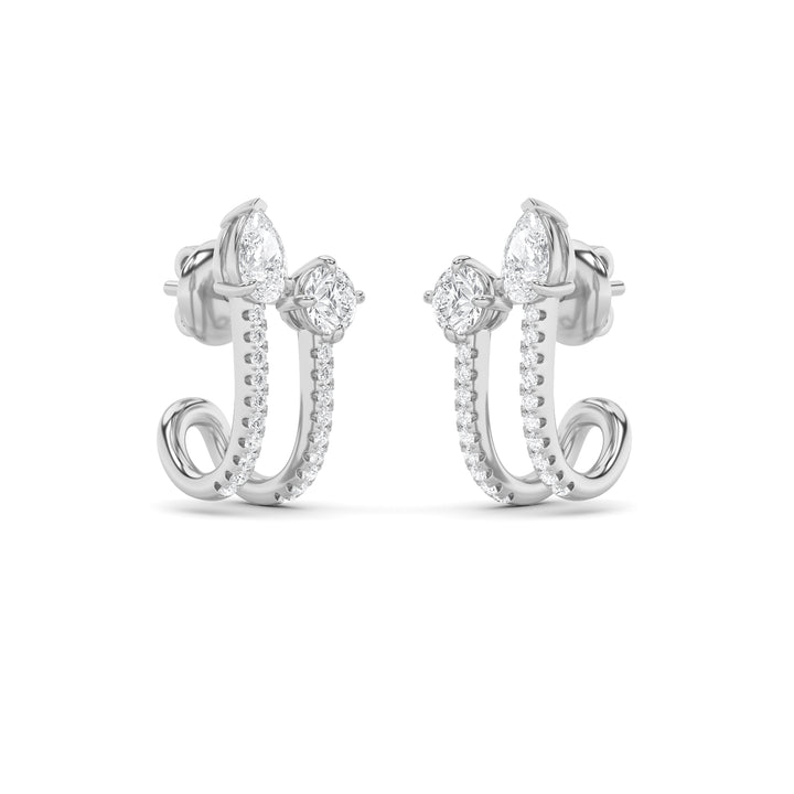 2.5Cttw Round Shaped Lab Grown Diamond (G/VS) Toiet Moi Accented Earrings in 14K Gold