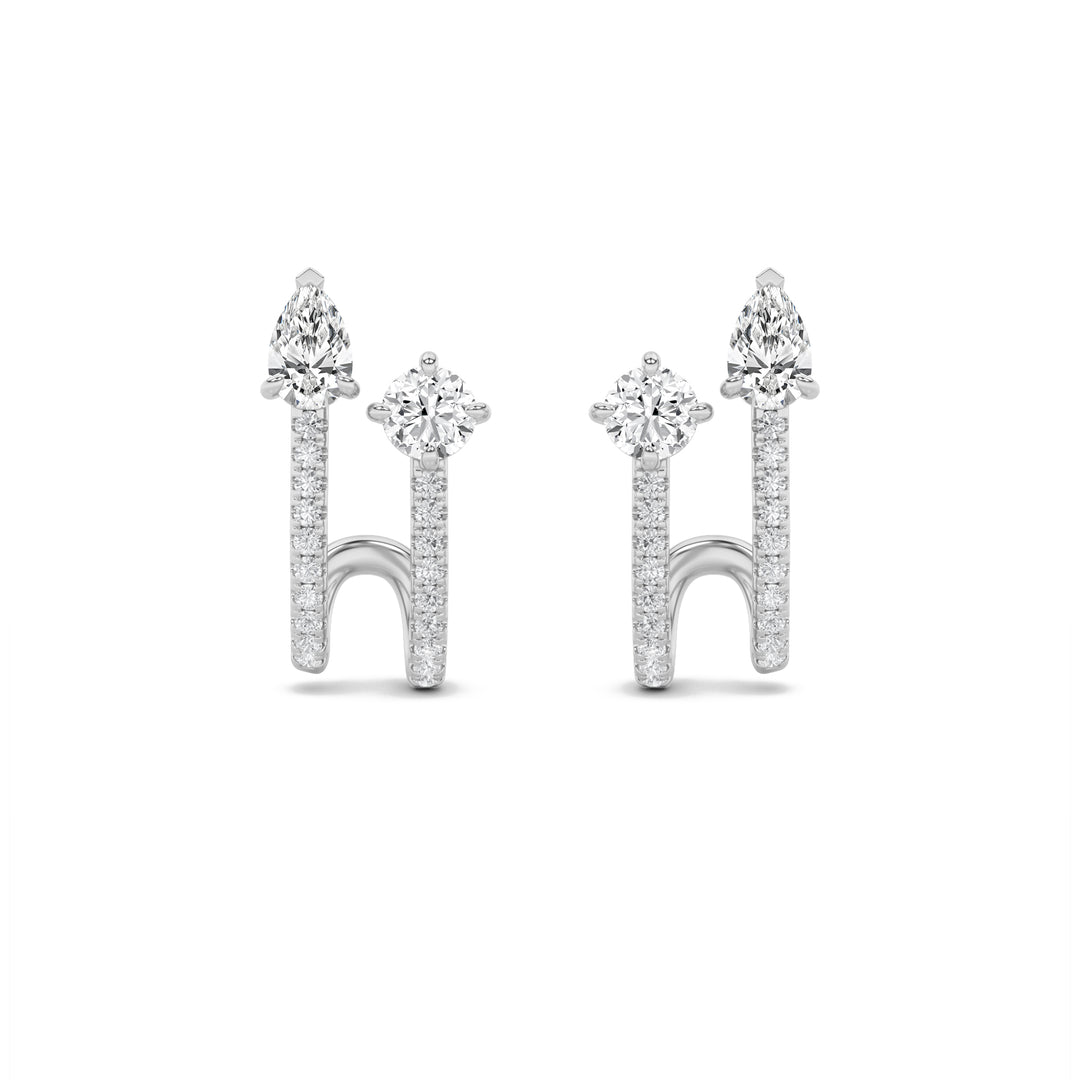 2.5Cttw Round Shaped Lab Grown Diamond (F/VVS) Toi et Moi Accented Earrings in 14K Gold
