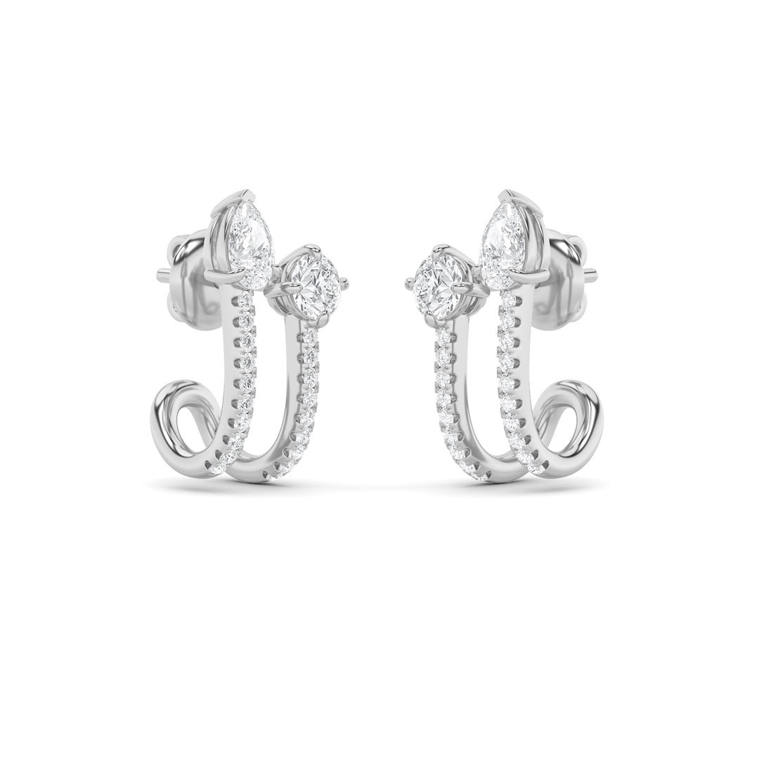2.5Cttw Round Shaped Lab Grown Diamond (F/VVS) Toi et Moi Accented Earrings in 14K Gold