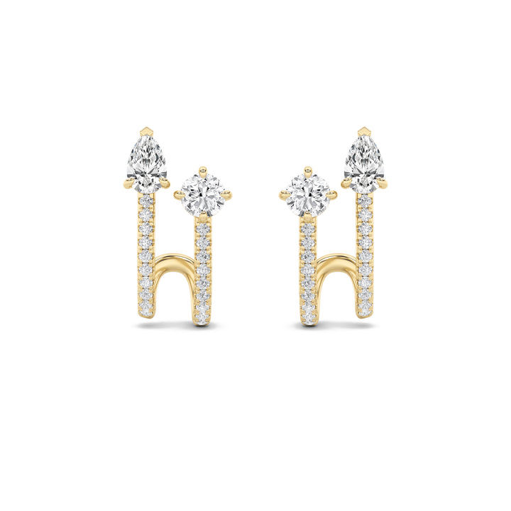 2.5Cttw Round Shaped Lab Grown Diamond (F/VS) Toiet Moi Accented Earrings in 14K Gold