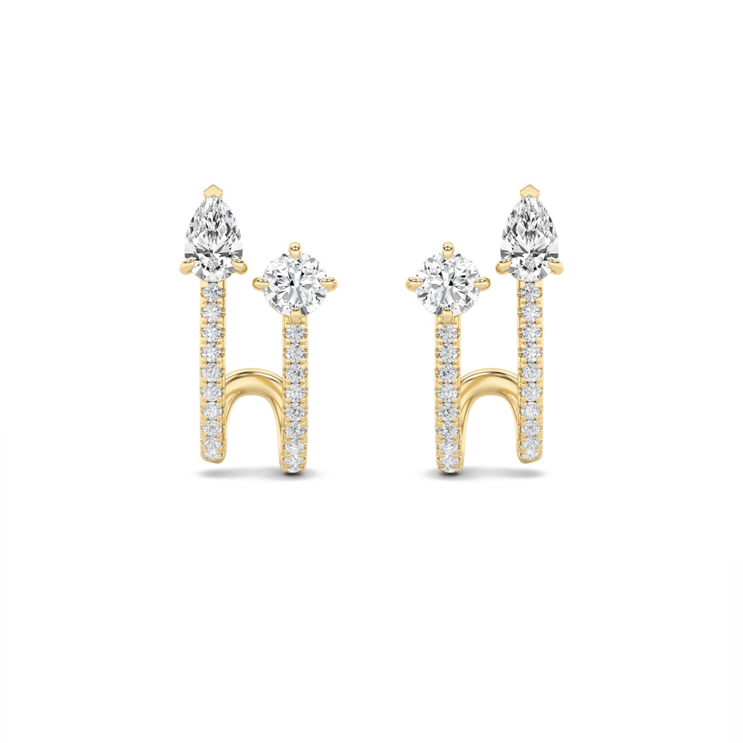 2.5Cttw Round Shaped Lab Grown Diamond (G/VS) Toiet Moi Accented Earrings in 14K Gold