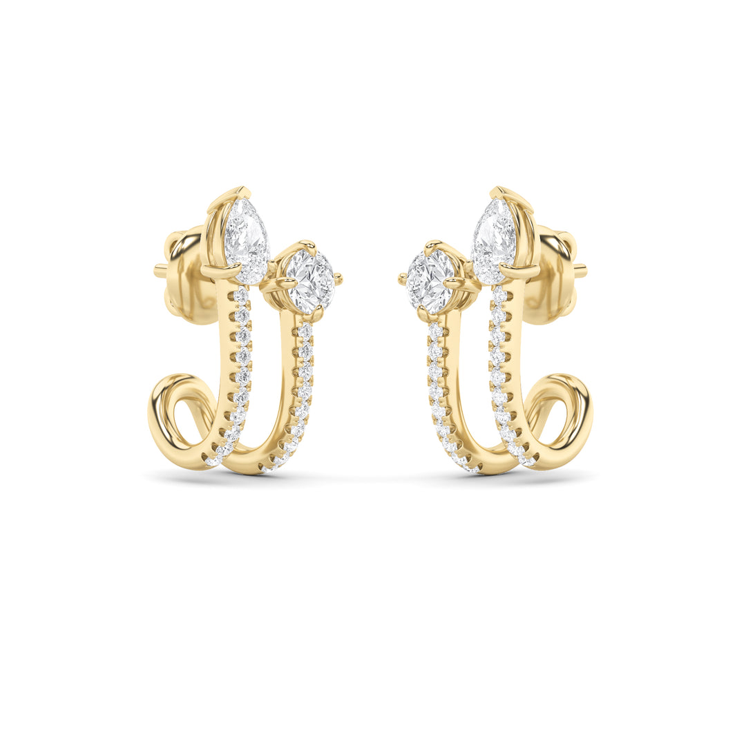 2.5Cttw Round Shaped Lab Grown Diamond (G/VS) Toiet Moi Accented Earrings in 14K Gold