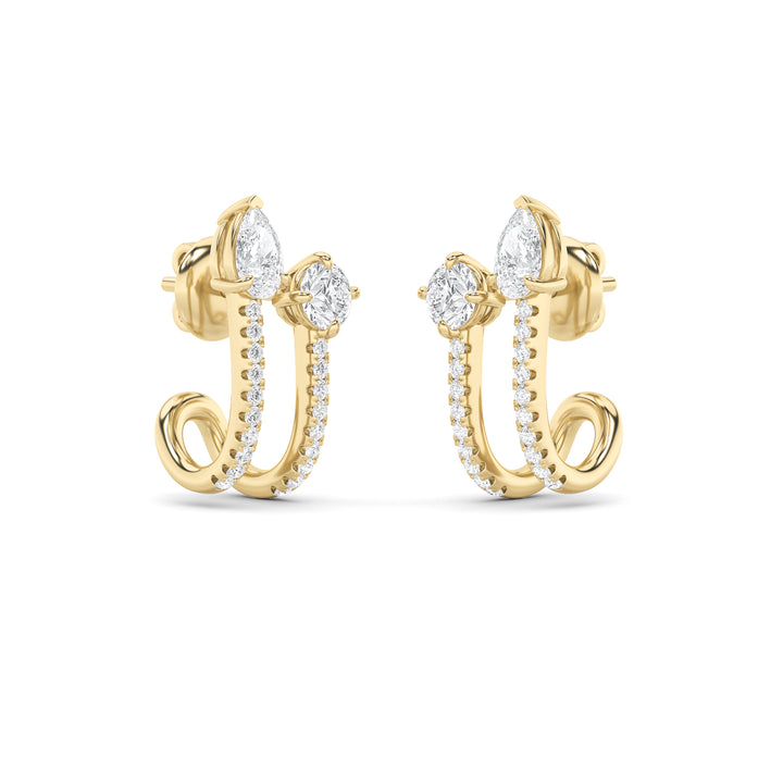 2.5Cttw Round Shaped Lab Grown Diamond (G/VS) Toiet Moi Accented Earrings in 14K Gold