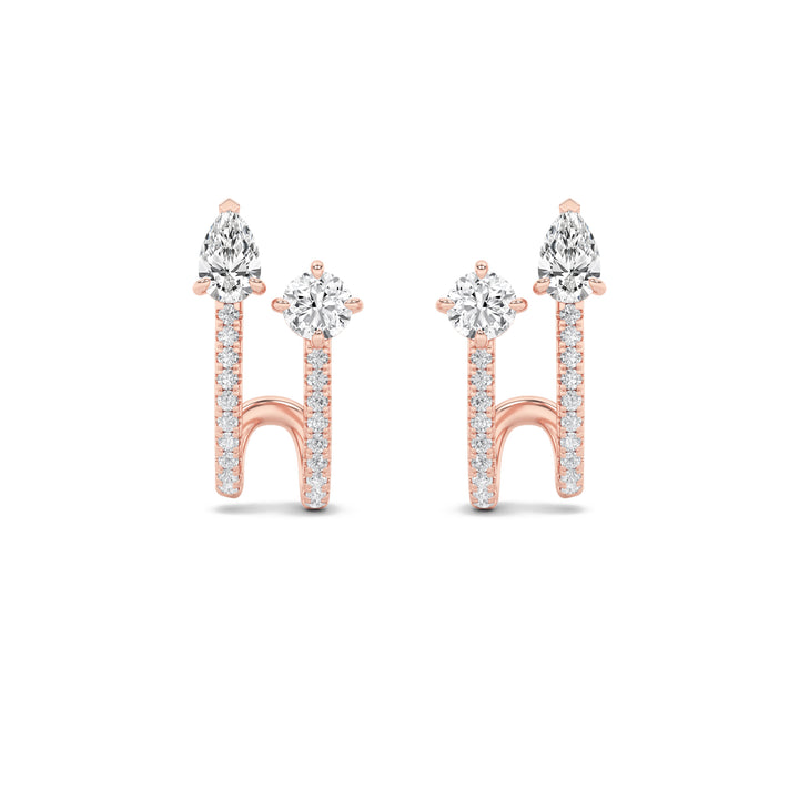 2.5Cttw Round Shaped Lab Grown Diamond (F/VVS) Toi et Moi Accented Earrings in 14K Gold