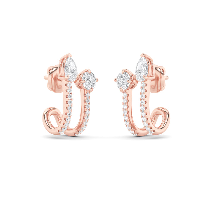 2.5Cttw Round Shaped Lab Grown Diamond (F/VVS) Toi et Moi Accented Earrings in 14K Gold