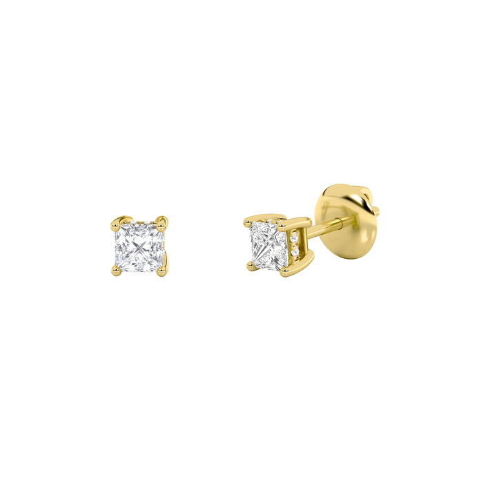 1.25CTW Princess Shaped Lab Grown Diamond (F/VS) Hidden Halo Stud Earrings in 14K Gold