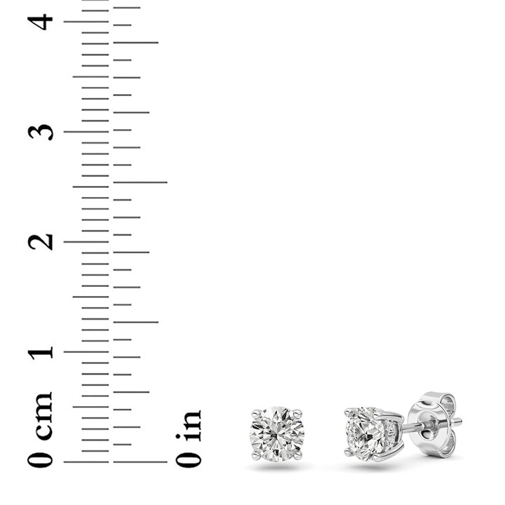 1CTW Round Shaped Lab Grown Diamond (F/VS) Hidden Halo Stud Earrings in 14K Gold
