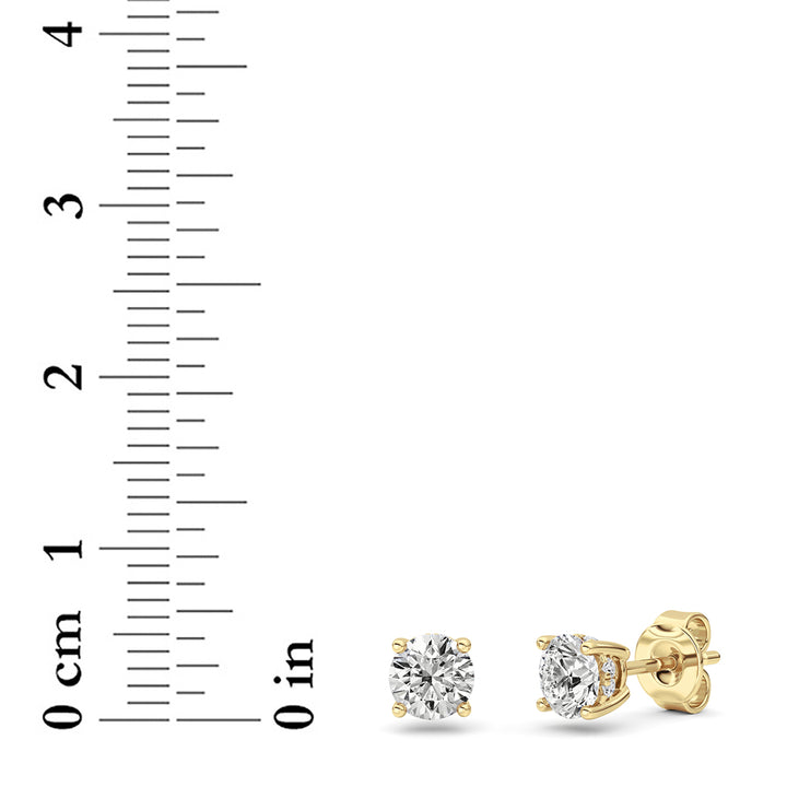 1CTW Round Shaped Lab Grown Diamond (G/VS) Hidden Halo Stud Earrings in 14K Gold