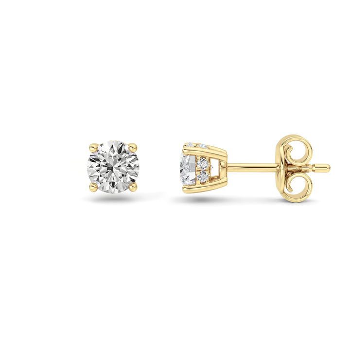 1.5CTW Round Shaped Lab Grown Diamond (F/VS) Hidden Halo Stud Earrings in 14K Gold