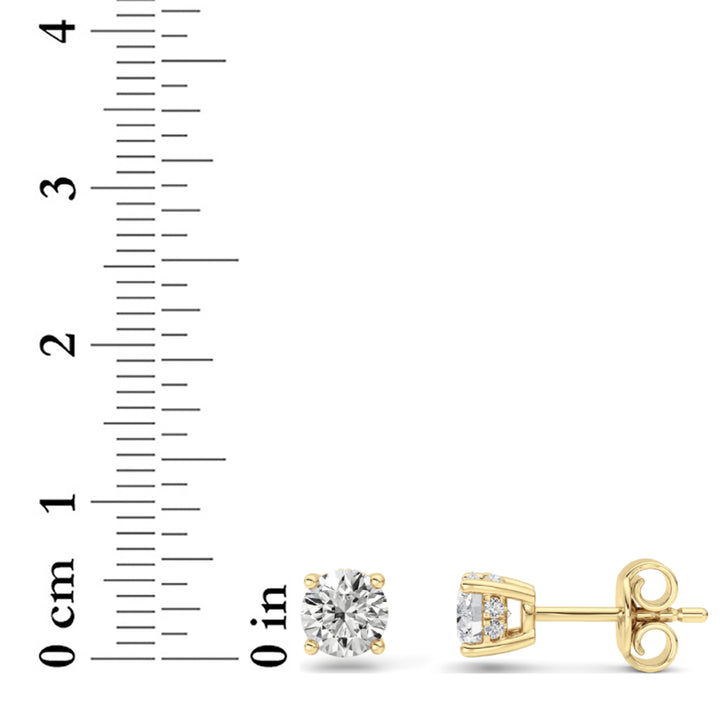 1.5CTW Round Shaped Lab Grown Diamond (F/VS) Hidden Halo Stud Earrings in 14K Gold