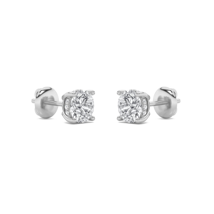 2CTW Round Shaped Lab Grown Diamond (G/VS) Hidden Halo Stud Earrings in 14K Gold