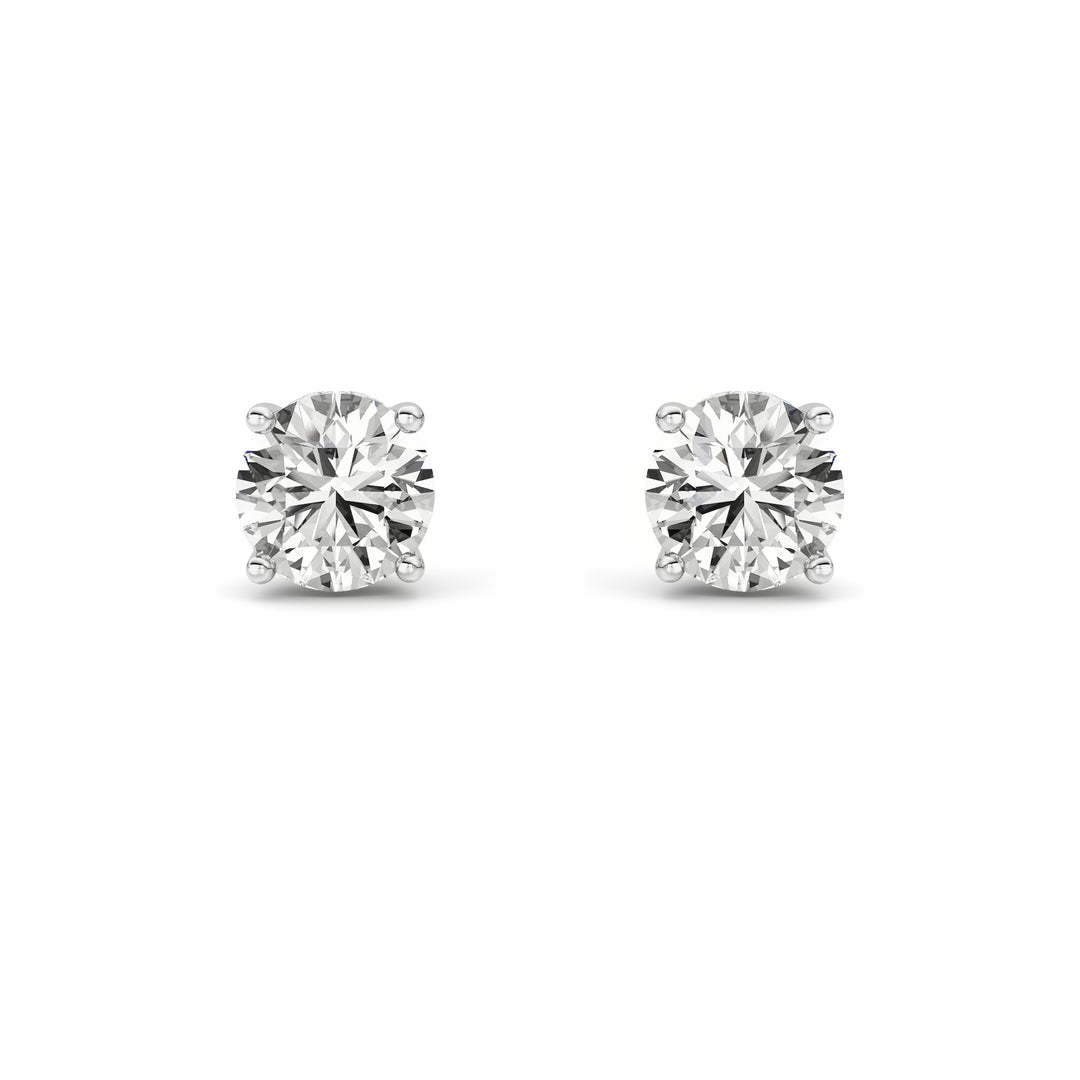 2CTW Round Shaped Lab Grown Diamond (F/VVS) Hidden Halo Stud Earrings in 14K Gold