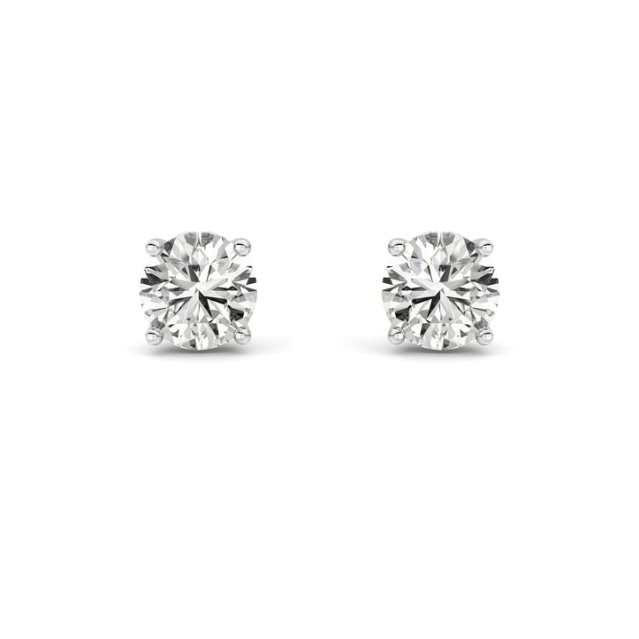 2CTW Round Shaped Lab Grown Diamond (F/VVS) Hidden Halo Stud Earrings in 14K Gold