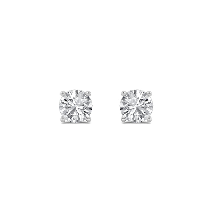 3CTW Round Shaped Lab Grown Diamond (F/VS) Hidden Halo Stud Earrings in 14K Gold