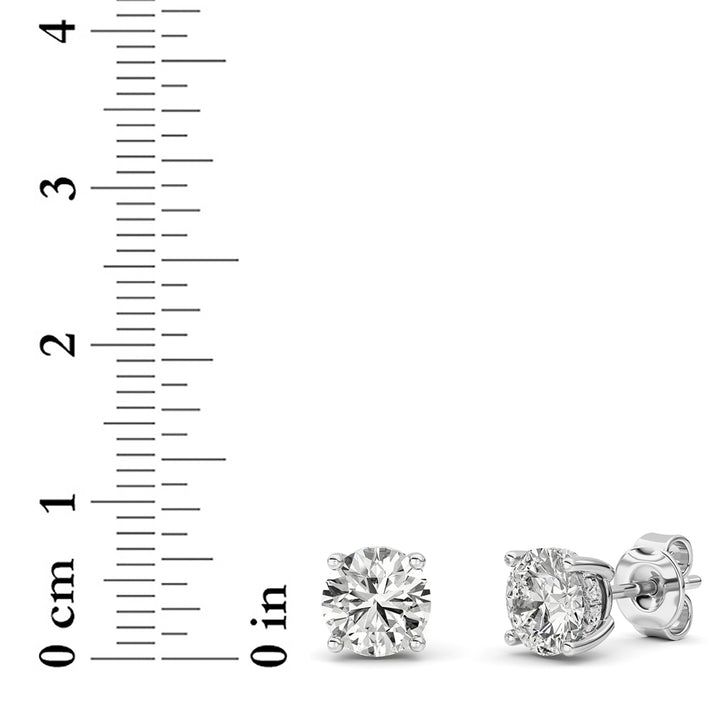 3CTW Round Shaped Lab Grown Diamond (G/VS) Hidden Halo Stud Earrings in 14K Gold