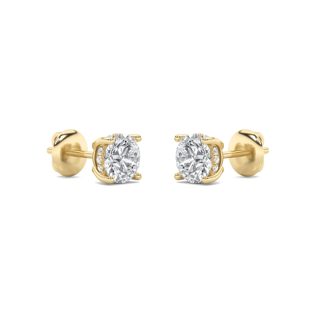 5Cttw Round Shaped Lab Grown Diamond (F/VS) Hidden Halo Stud Earrings in 14K Gold