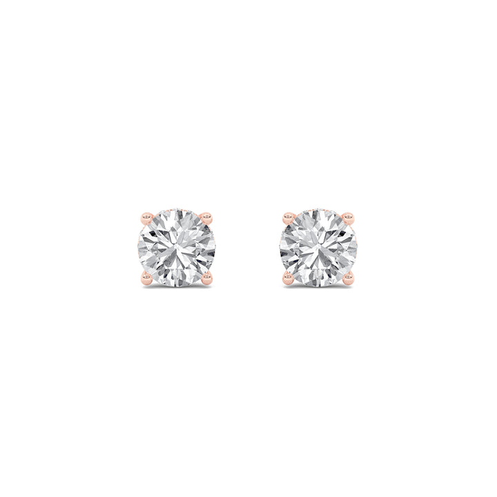 5Cttw Round Shaped Lab Grown Diamond (F/VS) Hidden Halo Stud Earrings in 14K Gold