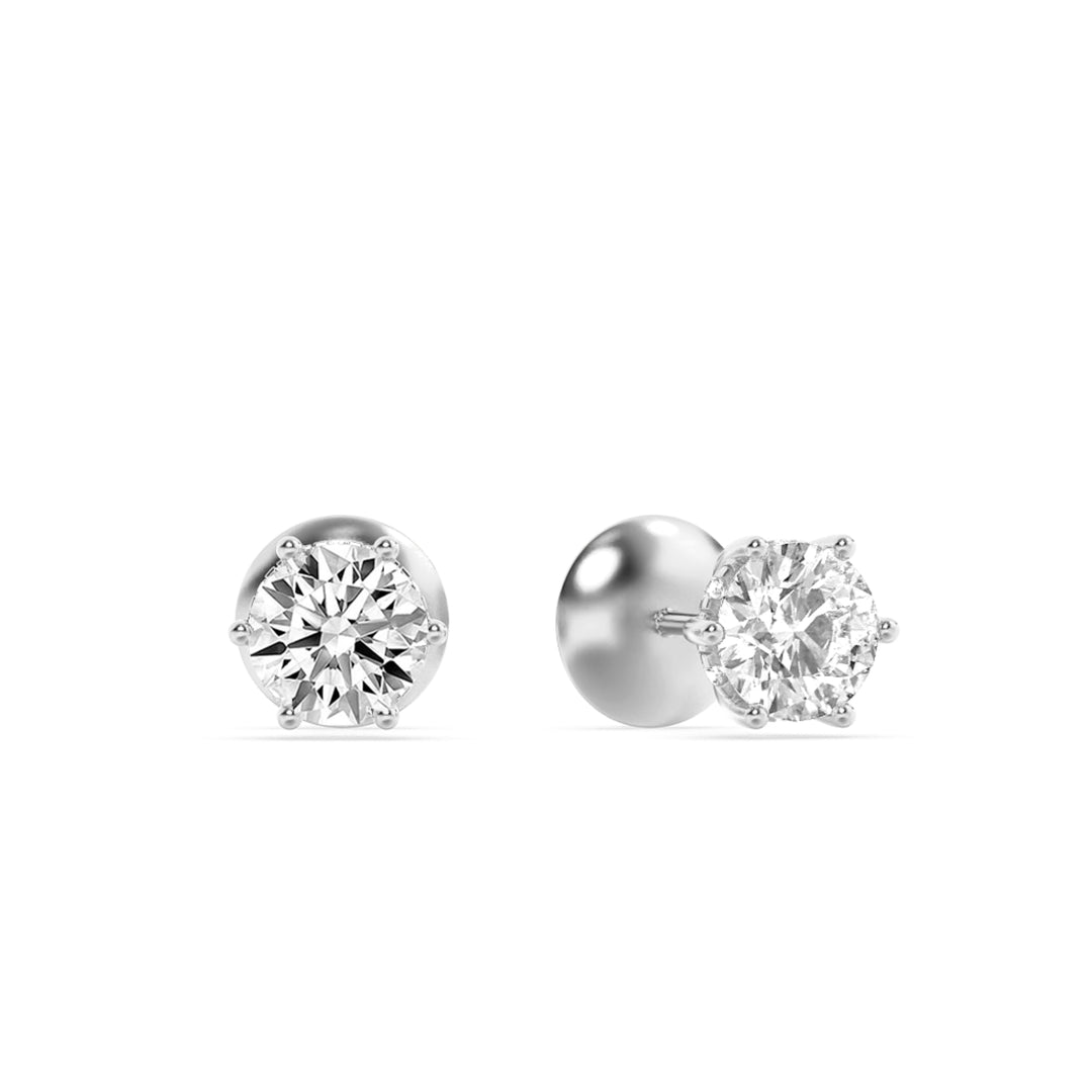 3CTW Round Shaped Lab Grown Diamond (F/VS) Hidden Halo Stud Earrings in 14K Gold