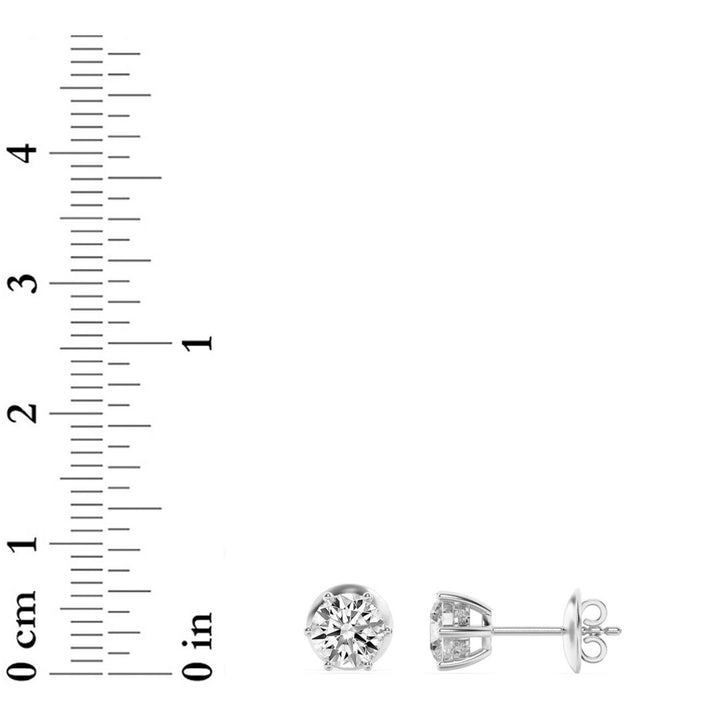 3CTW Round Shaped Lab Grown Diamond (F/VS) Hidden Halo Stud Earrings in 14K Gold