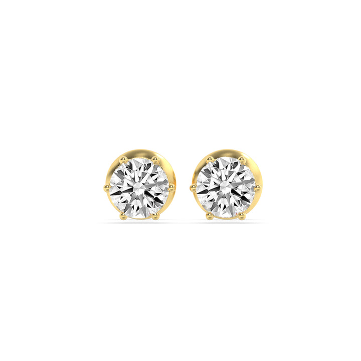 3CTW Round Shaped Lab Grown Diamond (F/VS) Hidden Halo Stud Earrings in 14K Gold