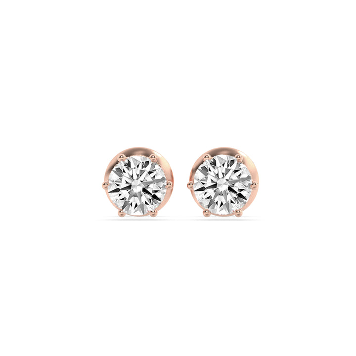 3CTW Round Shaped Lab Grown Diamond (F/VS) Hidden Halo Stud Earrings in 14K Gold